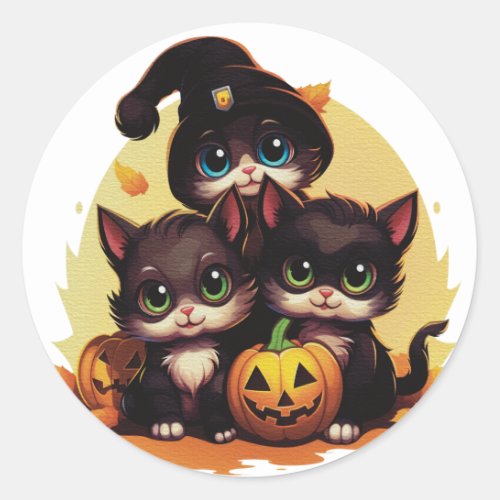 Halloween Kitties  Classic Round Sticker