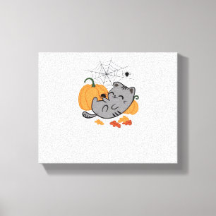 Halloween Kitty and Spiders Classic T-Shirt Canvas Print