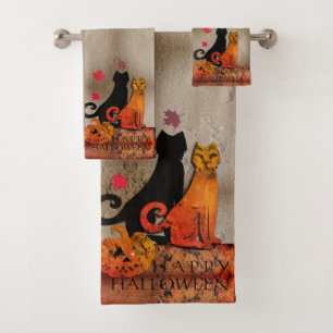 Halloween Kitty Cat Bath Towel Set