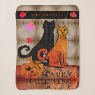 Halloween Kitty Cat Sherpa Blanket