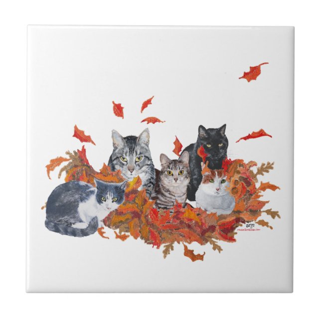 Halloween Kitty Cats Ceramic Tile (Front)