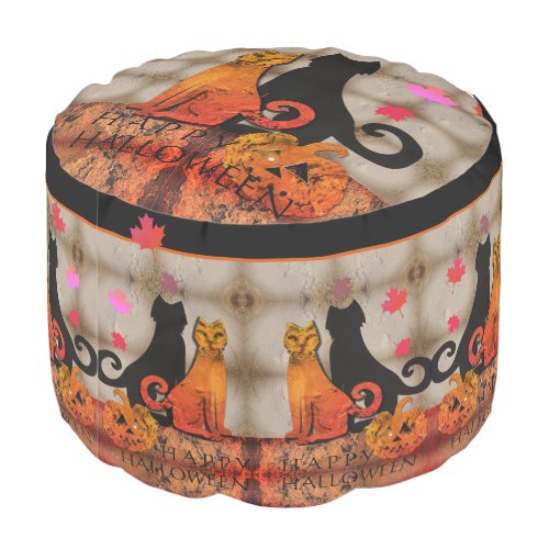 Halloween Kitty Cats Round Pouf