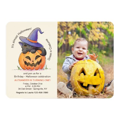 Halloween Kitty Photo Invitation