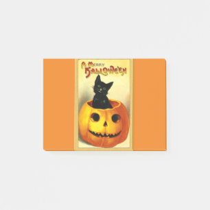 Halloween Kitty Sitting in Jack O Lantern Post-it Notes