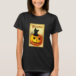 Halloween Kitty Sitting in Jack O Lantern T-Shirt