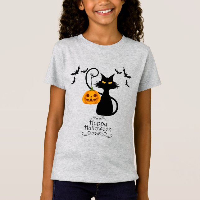 Halloween Kitty with Pumpkin  T-Shirt (Front)