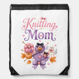 Halloween Knitting Mom - Drawstring Backpack