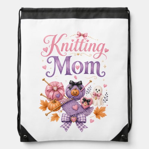 Halloween Knitting Mom - Drawstring Backpack