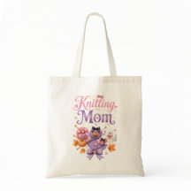 Halloween Knitting Mom Tote Bag