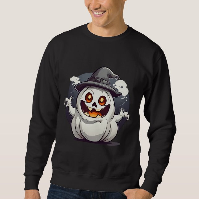 Halloween Kürbis Geist Sweatshirt (Front)