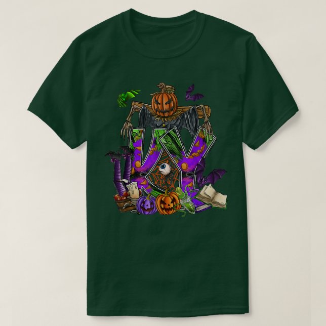 Halloween KY, Scary Pumpkin Scarecrow, Spooky Hall T-Shirt (Design Front)