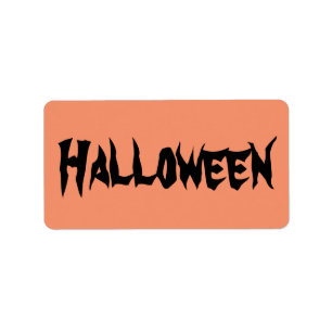 Halloween Labels with Black Text on Orange