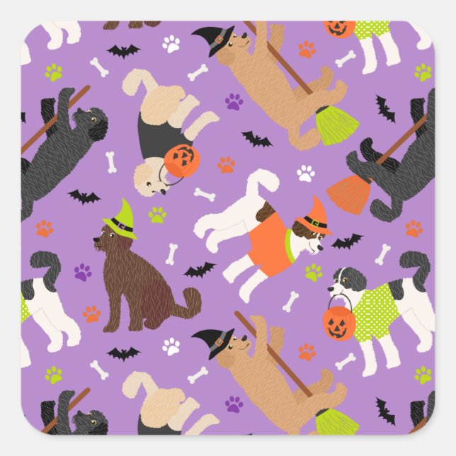 Halloween Labradoodle / Goldendoodle Square Sticke Sticker (Front)