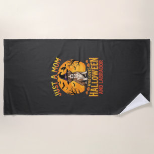 Halloween Labrador Mom Witch Dog Design_1 Beach Towel