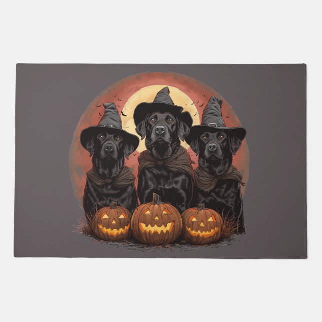 Halloween Labrador Retriever Dogs Witch Hats Doormat (Front)