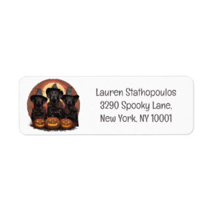 Halloween Labrador Retriever Dogs Witch Hats Label