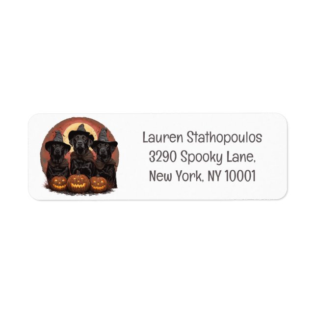 Halloween Labrador Retriever Dogs Witch Hats Label (Front)