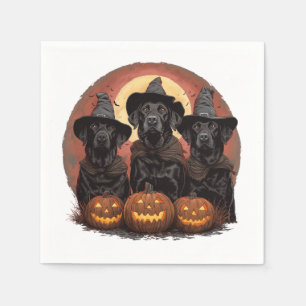 Halloween Labrador Retriever Dogs Witch Hats Napkins