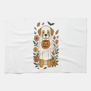 Halloween Labrador Retriever Flowers Kitchen Towel