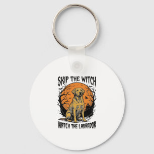Halloween Labrador Shirt with Spooky Dog Warning_1 Keychain