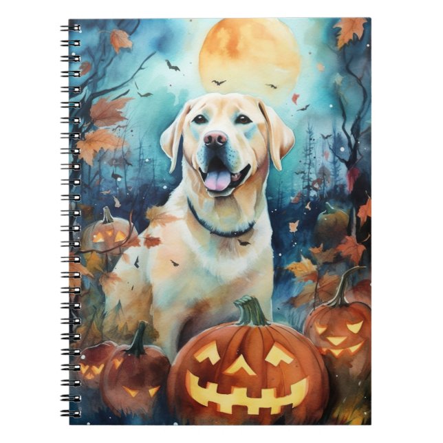 Halloween Labrador With Pumpkins Scary Notebook (Front)