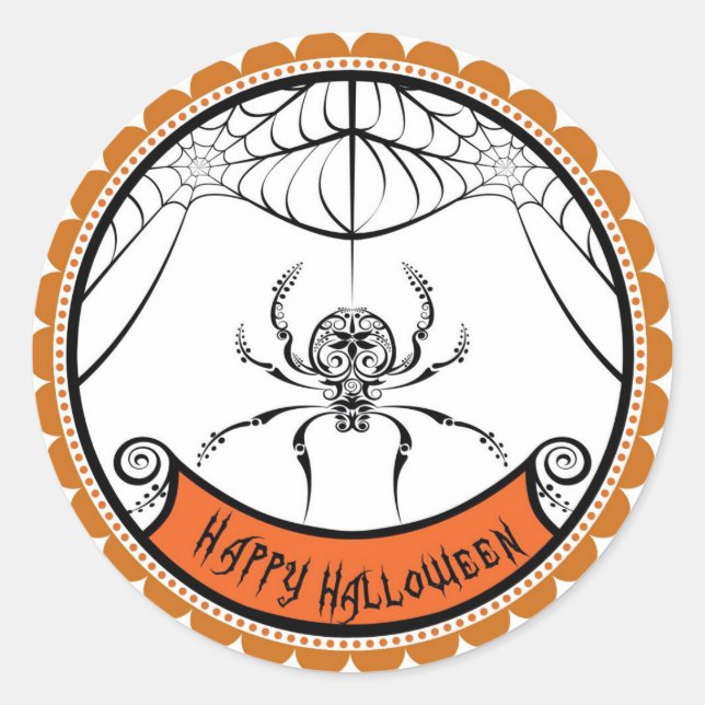 Halloween Lace Spider favor stickers labels (Front)