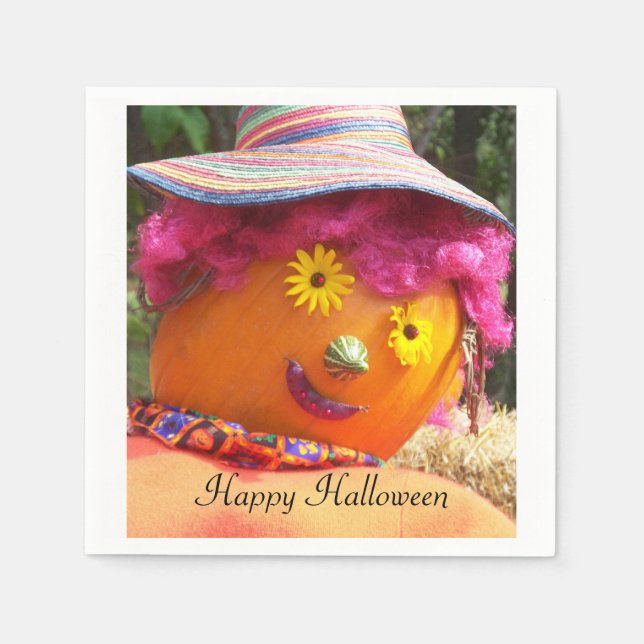 Halloween Lady Scarecrow Paper Napkins (Front)