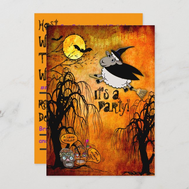 Halloween Lamb-Witch Party (Personalized) Invitation (Front/Back)