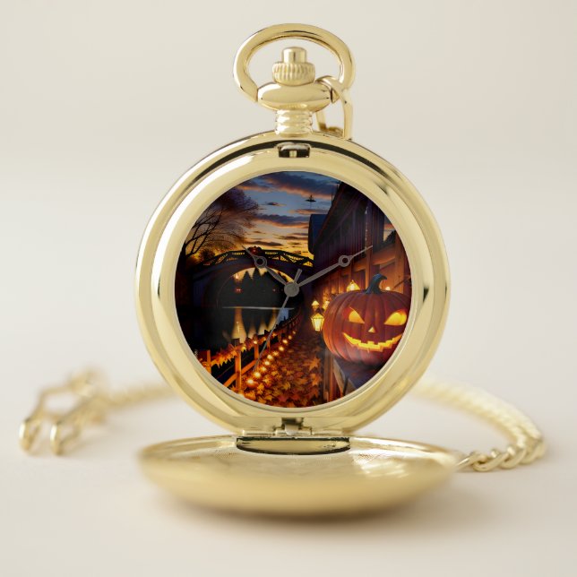 Halloween Landscape Four Pocket Watch (Inside)
