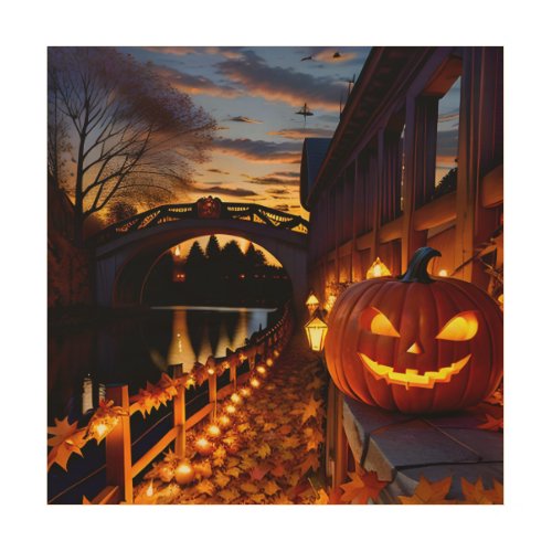 Halloween Landscape Four Wood Wall Art