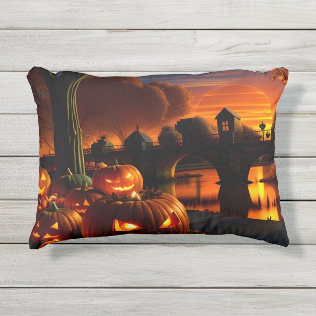 Halloween Landscape  Outdoor Pillow (Front)