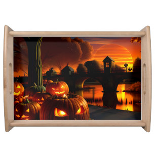 Halloween Landscape Serving Tray