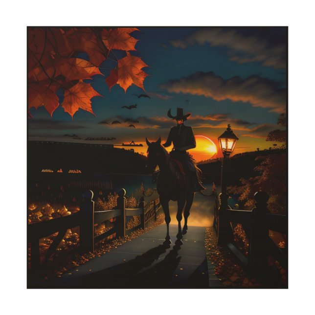 Halloween Landscape Seven Wood Wall Art (Front)
