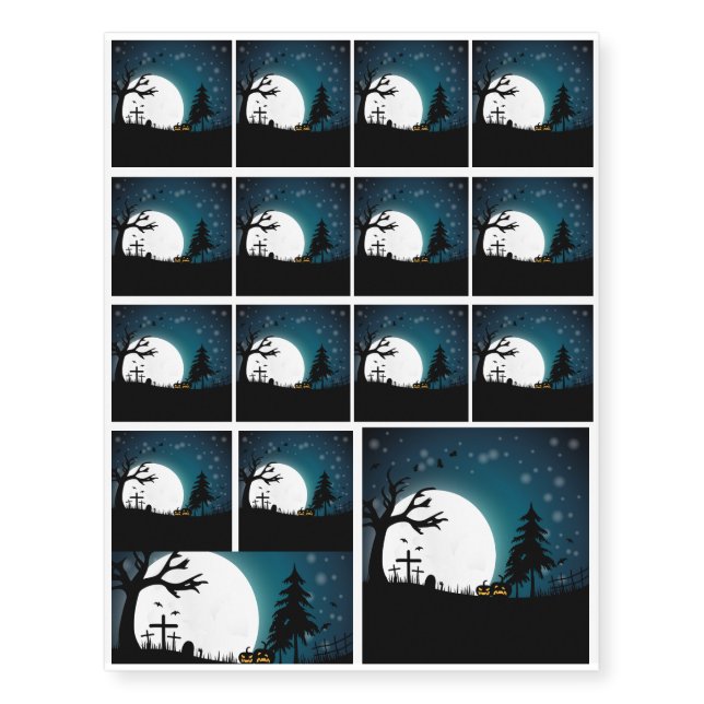 Halloween landscape temporary tattoos (Front)