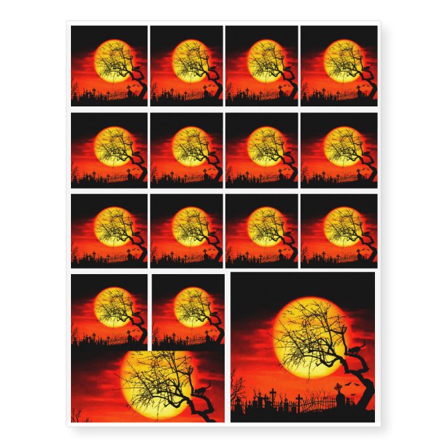 Halloween landscape temporary tattoos (Front)