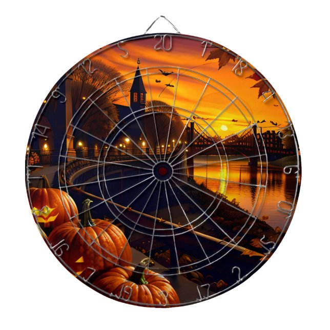 Halloween Landscape Two Dart Board (Front)
