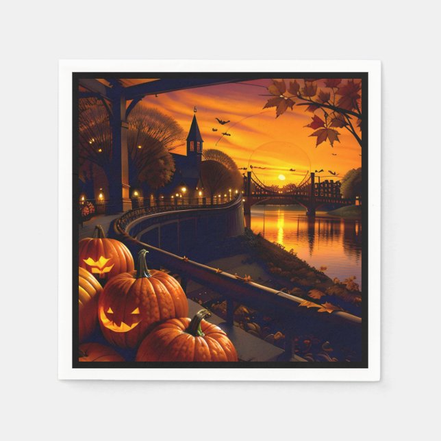 Halloween Landscape Two Napkins (Front)