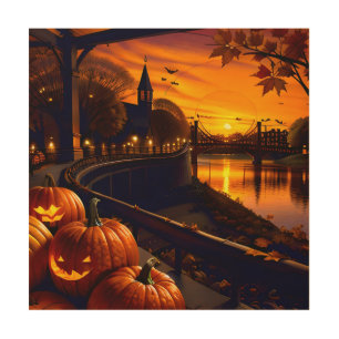 Halloween Landscape Two Wood Wall Art