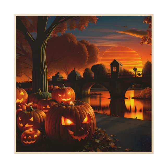 Halloween Landscape  Wood Wall Art (Front)