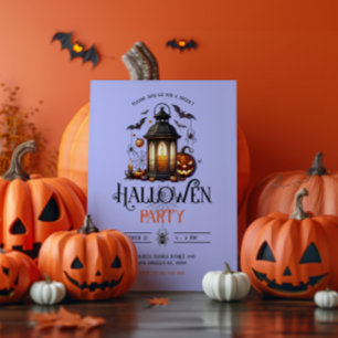 Halloween Lantern, Baths & Spider Party Invitation