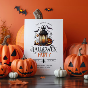 Halloween Lantern Baths & Spider Party Invitation