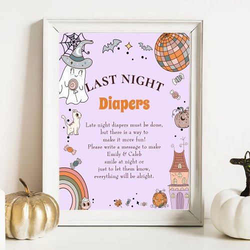 Halloween Last Night Diapers Baby Shower Game  Poster