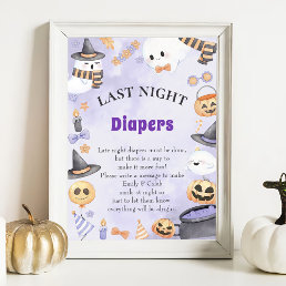 Halloween &quot;Late Night Diapers&quot; Baby Shower Game Po Poster