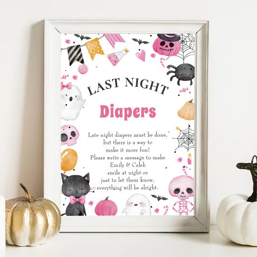 Halloween Late Night Diapers Baby Shower Game Po Poster