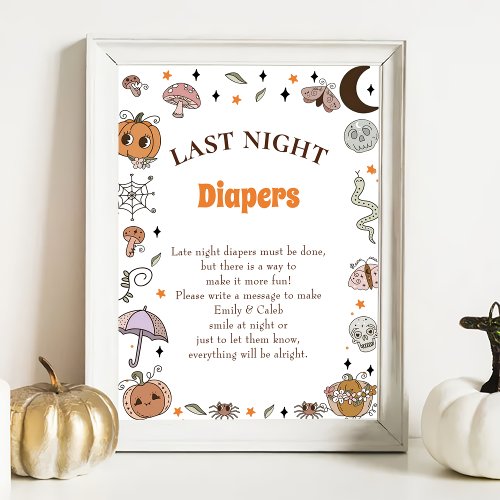 Halloween Late Night Diapers Baby Shower Game Po Poster