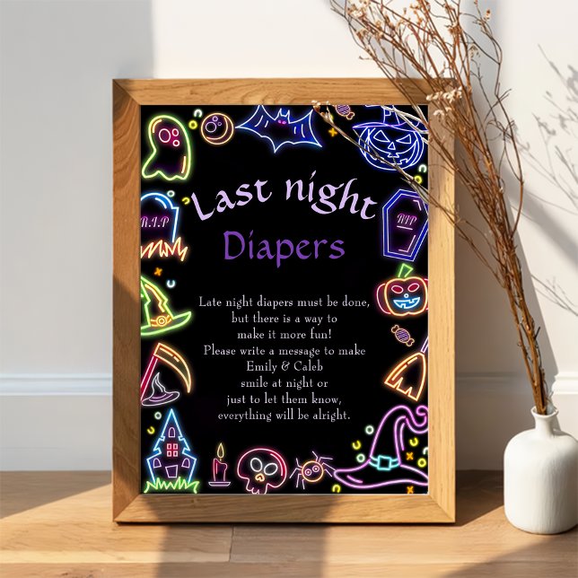 Halloween "Late Night Diapers" Baby Shower Game Po Poster (Creator Uploaded)