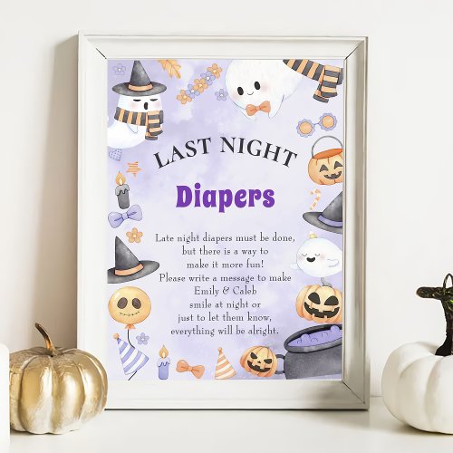 Halloween Late Night Diapers Baby Shower Game Po Poster