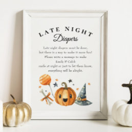 Halloween &quot;Late Night Diapers&quot; Baby Shower Game Poster