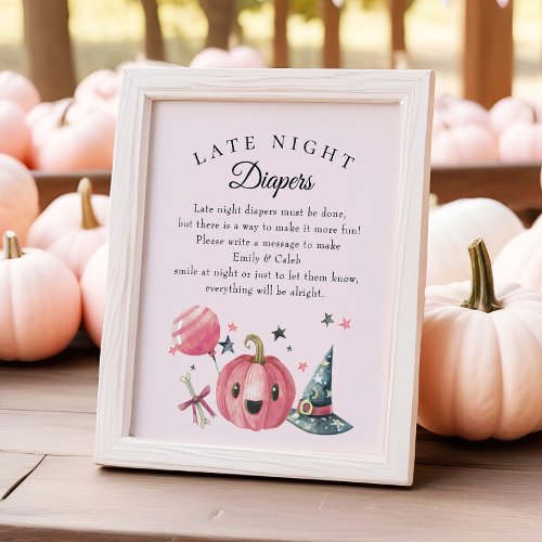 Halloween Late Night Diapers Baby Shower Game Poster