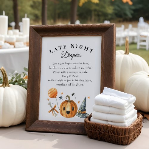 Halloween Late Night Diapers Baby Shower Game Poster